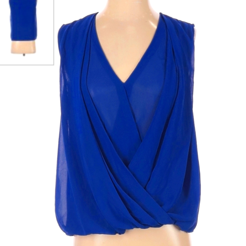 Forever 21 Small Bluedraping wrap surplise blouse